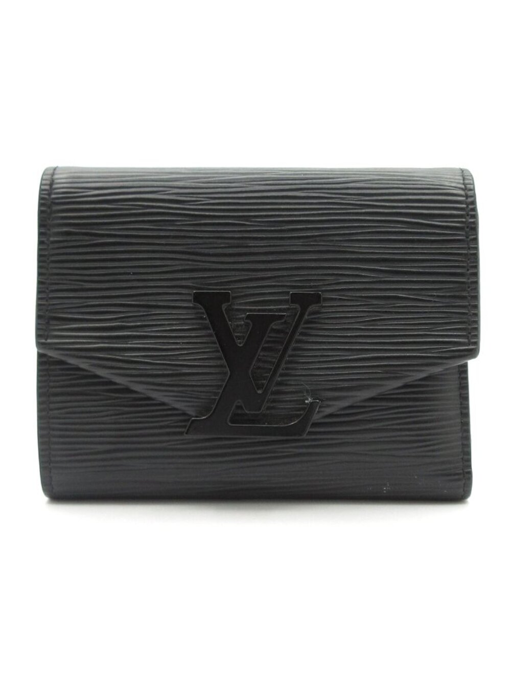 Louis Vuitton Trifold Wallet Epi Portefeuille Victorine Noir Leather Cowhide